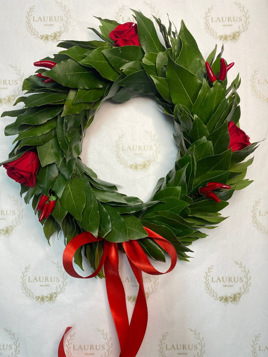 Corona d'Alloro - Peperoncini e Rose rosse