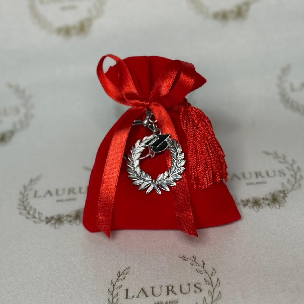Bomboniera Laurea - sacchetto in velluto rosso