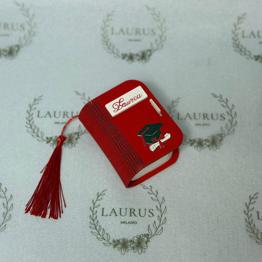 Bomboniera Laurea - scatolina di legno con nappina