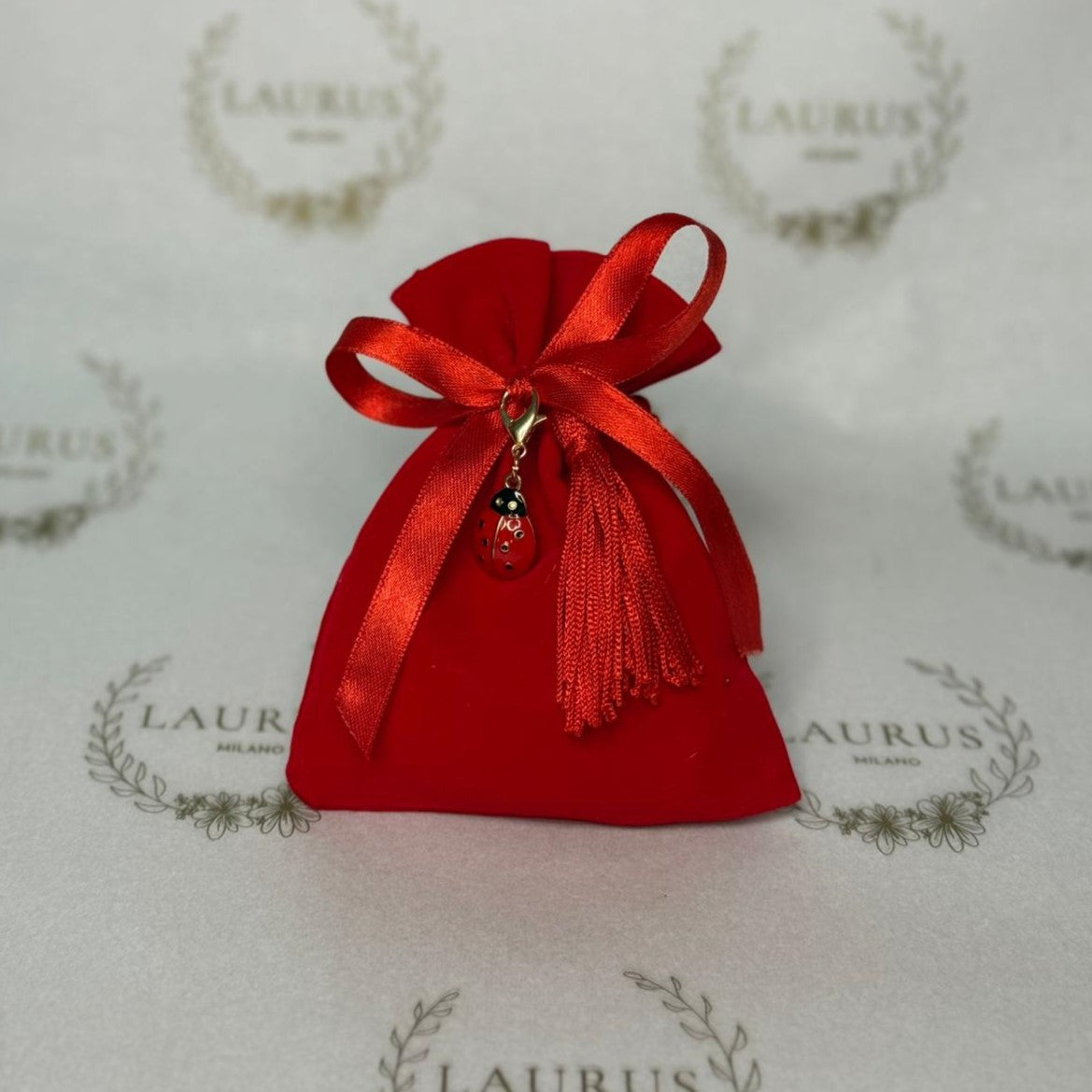 Bomboniera Laurea - sacchetto in velluto rosso