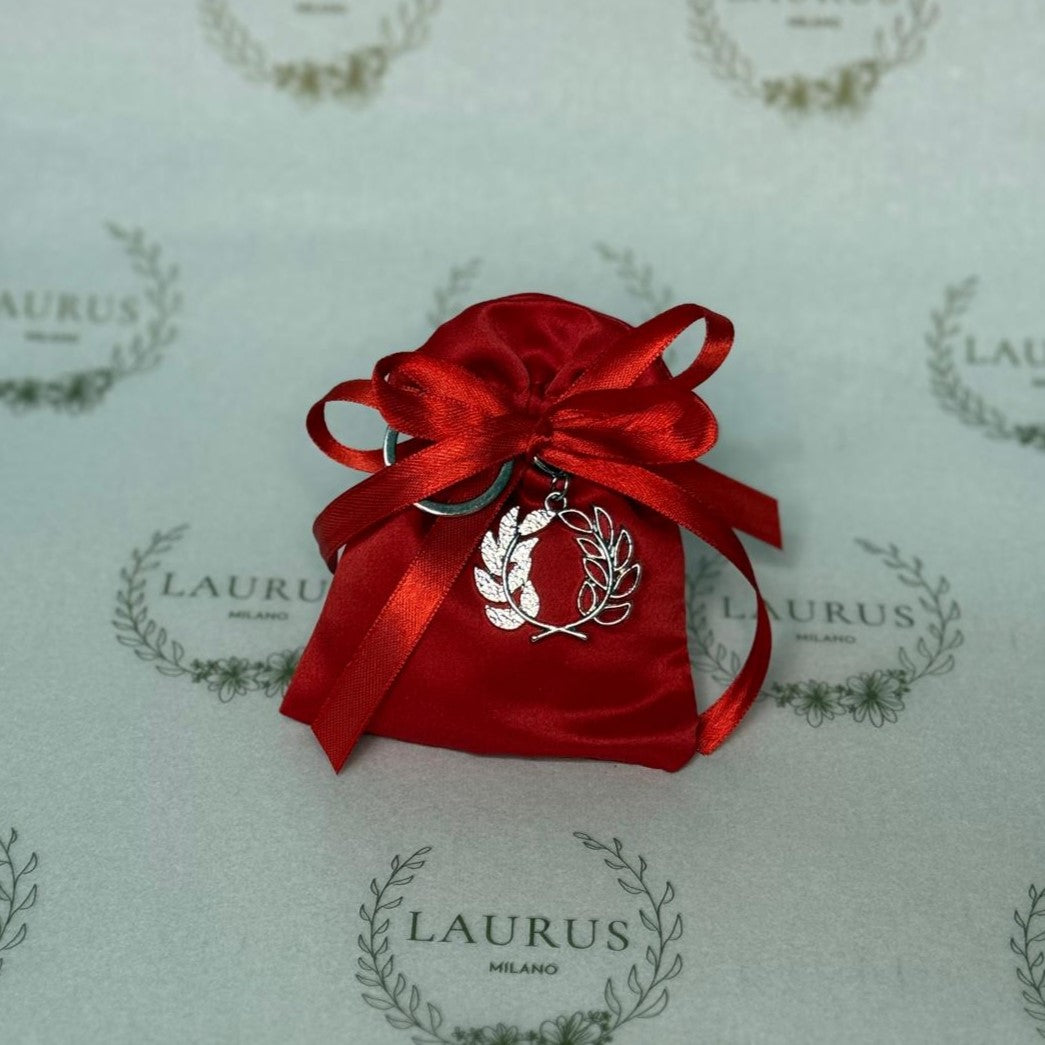 Bomboniera Laurea - sacchetto in raso rosso