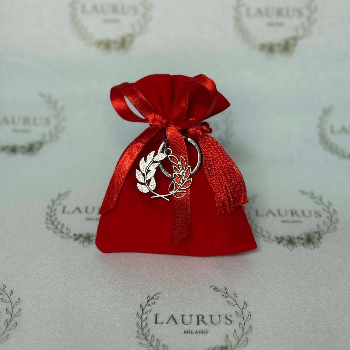 Bomboniera Laurea - sacchetto in velluto rosso